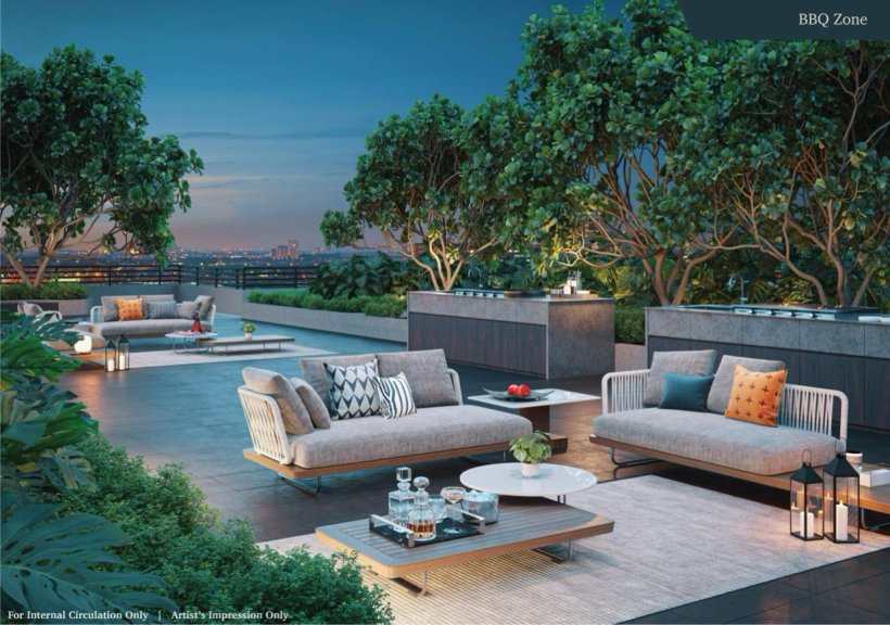 Artist impression of an outdoor lounge